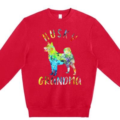 Husky Grandma Funny Siberian Husky Owner Premium Crewneck Sweatshirt