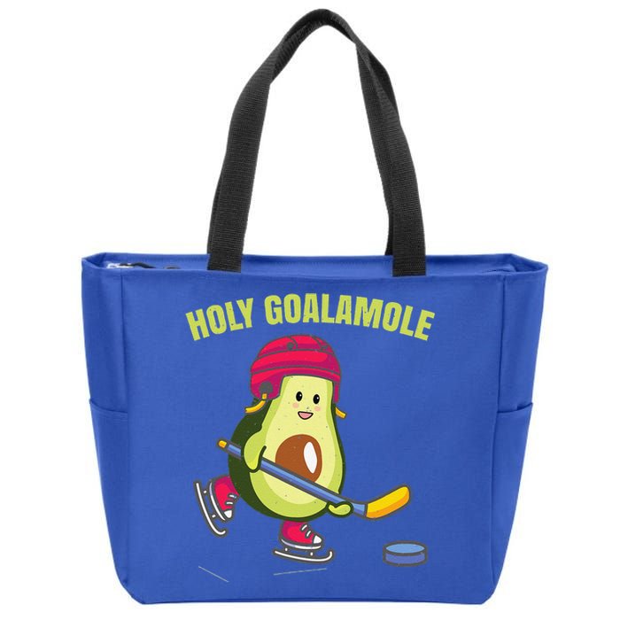 Holy Goalamole Funny Ice Hockey Avocado Player Zip Tote Bag