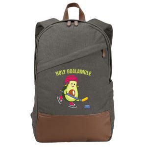 Holy Goalamole Funny Ice Hockey Avocado Player Cotton Canvas Backpack