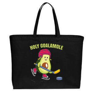 Holy Goalamole Funny Ice Hockey Avocado Player Cotton Canvas Jumbo Tote