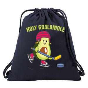 Holy Goalamole Funny Ice Hockey Avocado Player Drawstring Bag