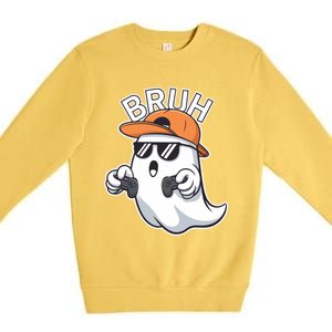 Halloween Ghost Gamer Hand Controller Video Game Gaming Gift Premium Crewneck Sweatshirt