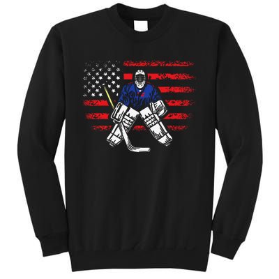 Hockey Goalie Gift USA Flag Hockey Stick Ice Hockey Sweatshirt