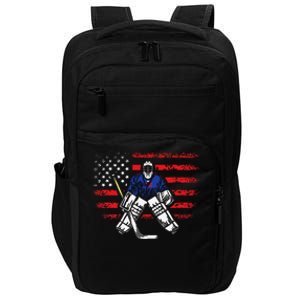 Hockey Goalie Gift USA Flag Hockey Stick Ice Hockey Impact Tech Backpack