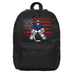 Hockey Goalie Gift USA Flag Hockey Stick Ice Hockey 16 in Basic Backpack