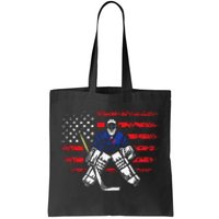 Hockey Goalie Gift USA Flag Hockey Stick Ice Hockey Tote Bag