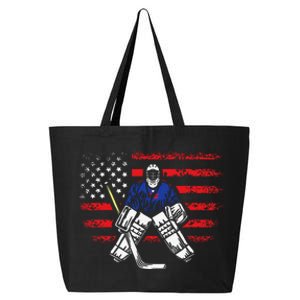 Hockey Goalie Gift USA Flag Hockey Stick Ice Hockey 25L Jumbo Tote