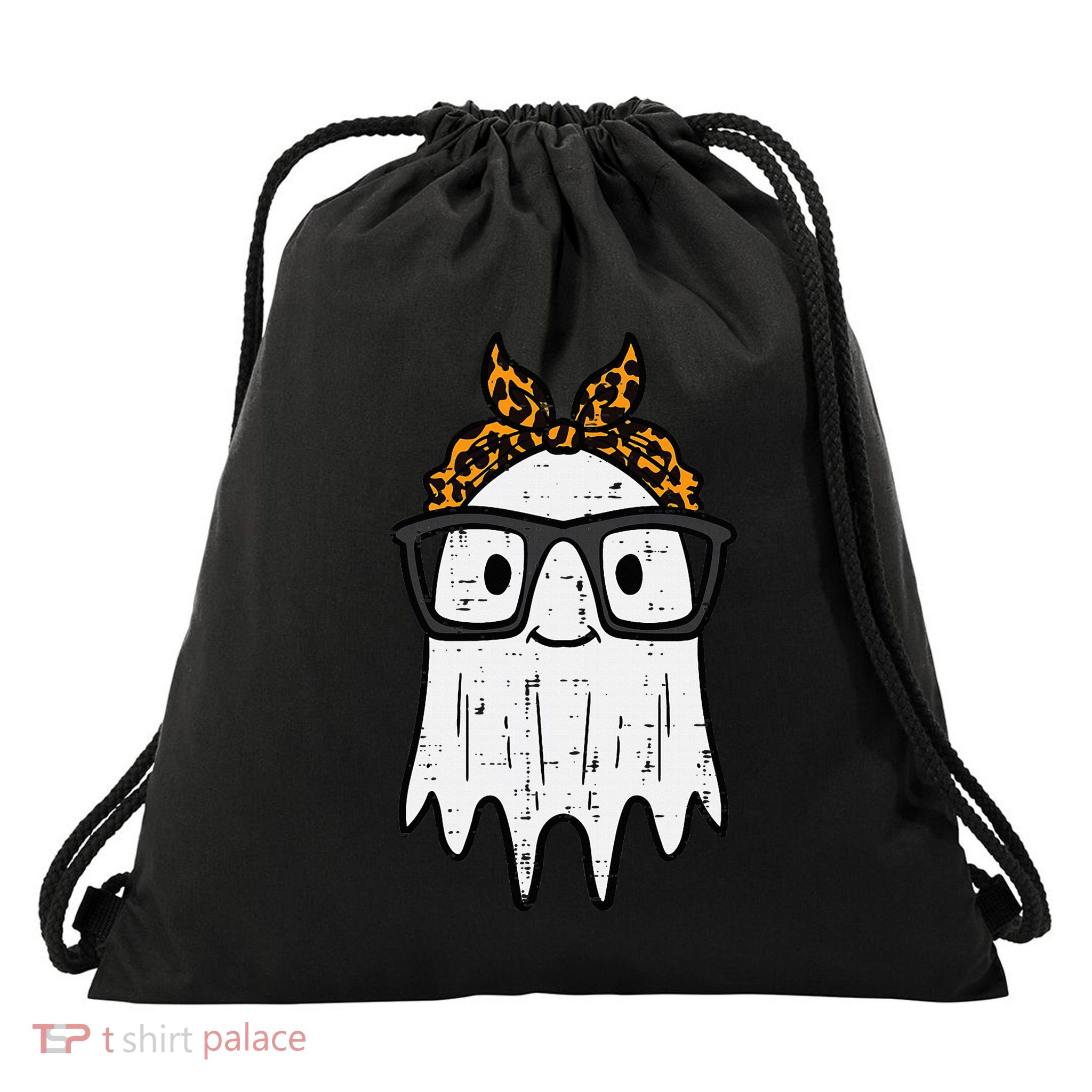 Halloween Ghost Glasses Cute Costume Drawstring Bag