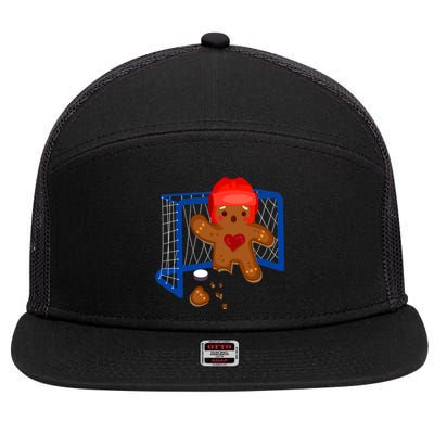 Hockey Goalie Gingerbread Christmas Xmas Holidays Gift Gift 7 Panel Mesh Trucker Snapback Hat