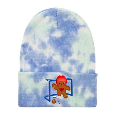 Hockey Goalie Gingerbread Christmas Xmas Holidays Gift Gift Tie Dye 12in Knit Beanie