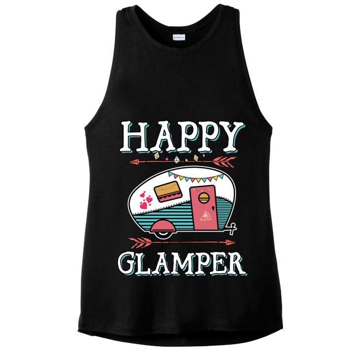 Happy Glamper Gift Outdoor Glamping Camping Men Women Gift Ladies PosiCharge Tri-Blend Wicking Tank