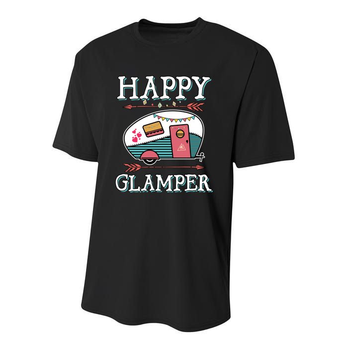 Happy Glamper Gift Outdoor Glamping Camping Men Women Gift Youth Performance Sprint T-Shirt