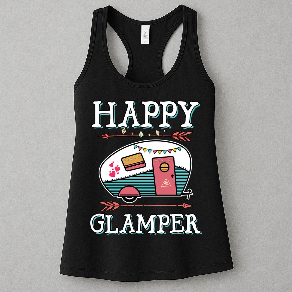 Happy Glamper Gift Outdoor Glamping Camping Men Women Gift Womens Tank Top