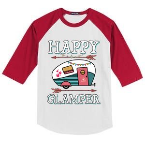 Happy Glamper Gift Outdoor Glamping Camping Men Women Gift Kids Colorblock Raglan Jersey