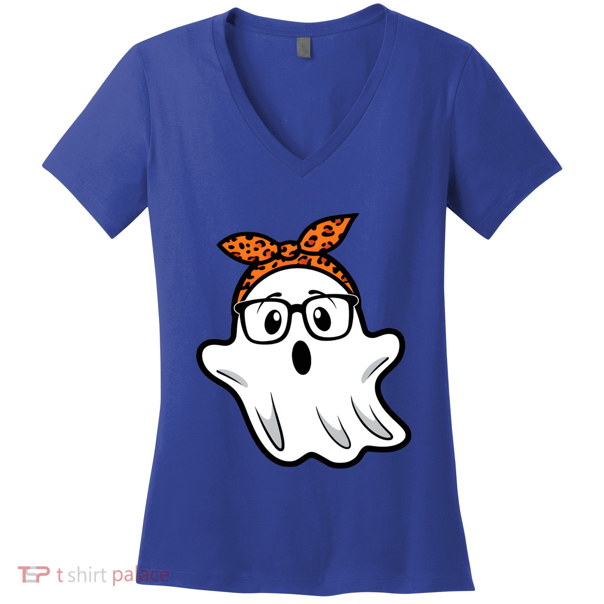 Halloween Ghost Glasses Cute Costume Ghost Eyeglass Meaningful Gift Women's V-Neck T-Shirt