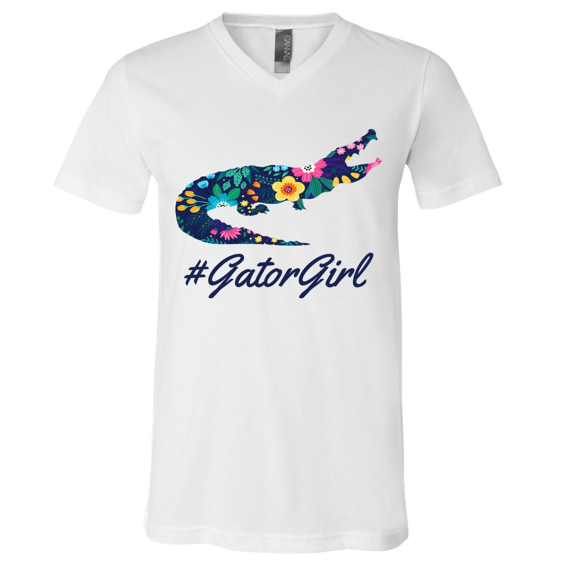 Hashtag Gator Girl Floral V-Neck T-Shirt
