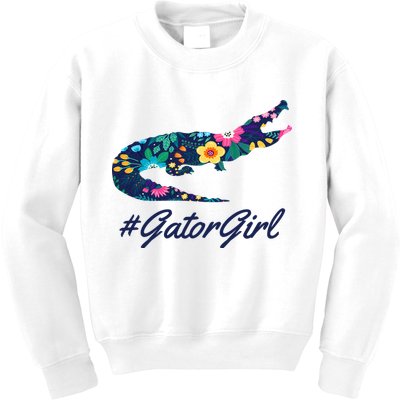 Hashtag Gator Girl Floral Kids Sweatshirt