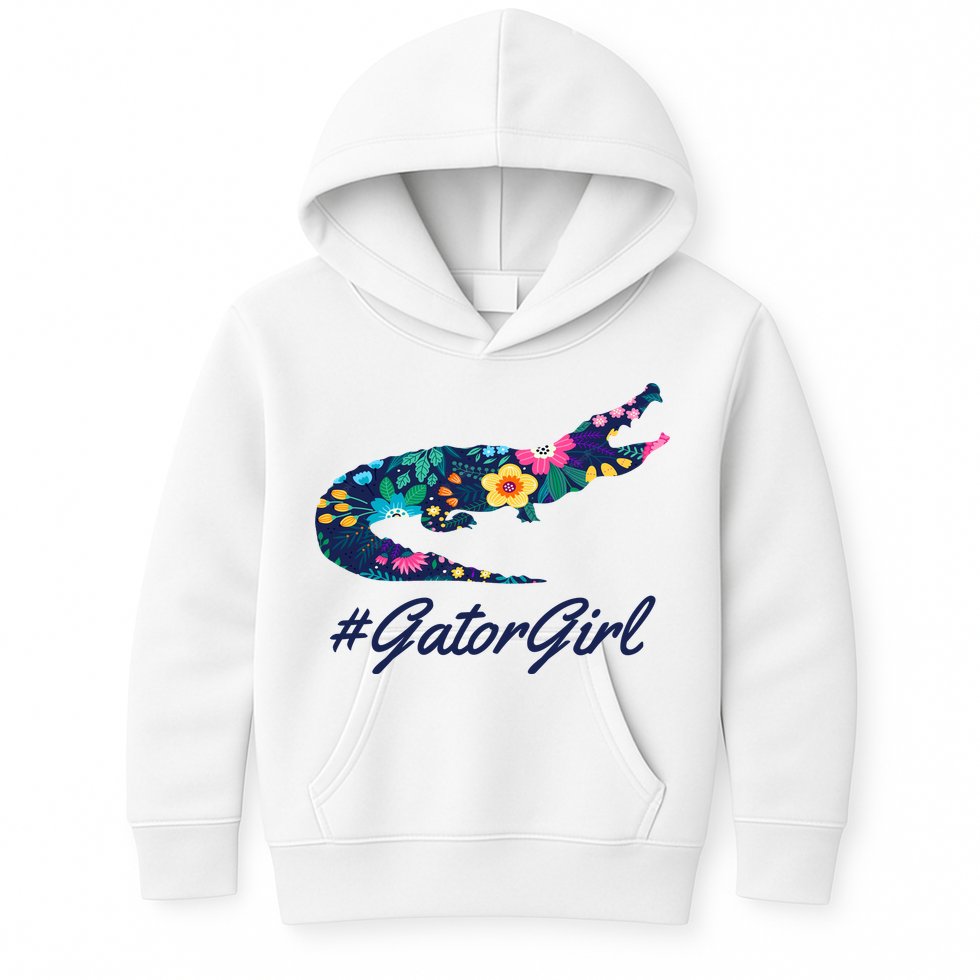 Hashtag Gator Girl Floral Kids Hoodie