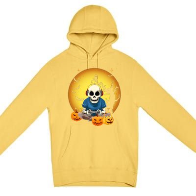 Halloween Gift Gamer Gaming Skeleton Gift Cool Gift Premium Pullover Hoodie