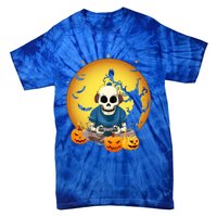 Halloween Gift Gamer Gaming Skeleton Gift Cool Gift Tie-Dye T-Shirt