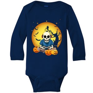 Halloween Gift Gamer Gaming Skeleton Gift Cool Gift Baby Long Sleeve Bodysuit