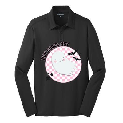 Hey Ghouls Gang Groovy Hey Boo Boo Crew Halloween Retro Cool Gift Silk Touch Performance Long Sleeve Polo