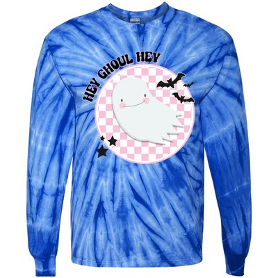 Hey Ghouls Gang Groovy Hey Boo Boo Crew Halloween Retro Cool Gift Tie-Dye Long Sleeve Shirt