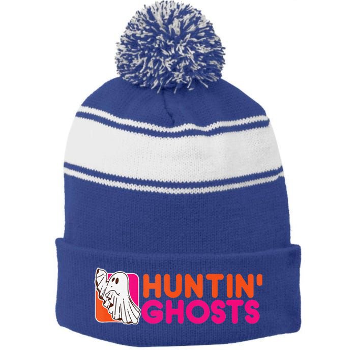 Hunting Ghosts Ghost Hunter Paranormal Activity Halloween Stripe Pom Pom Beanie