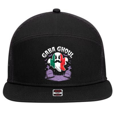 Halloween Graveyard Gaba Ghoul Ghost Funny Italian Gabagool 7 Panel Mesh Trucker Snapback Hat