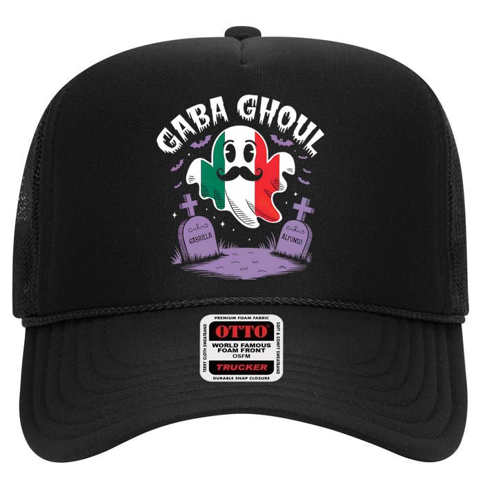 Halloween Graveyard Gaba Ghoul Ghost Funny Italian Gabagool High Crown Mesh Back Trucker Hat