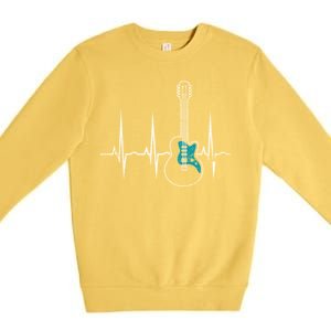 Heartbeat Guitarist Guitar Meaningful Gift Premium Crewneck Sweatshirt