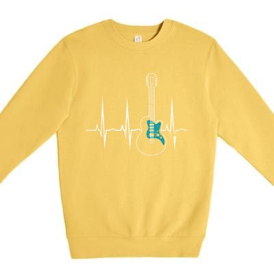 Heartbeat Guitarist Guitar Meaningful Gift Premium Crewneck Sweatshirt