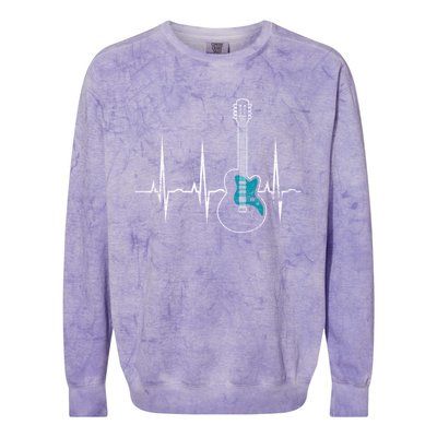 Heartbeat Guitarist Guitar Meaningful Gift Colorblast Crewneck Sweatshirt