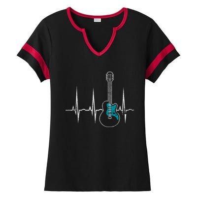 Heartbeat Guitarist Guitar Meaningful Gift Ladies Halftime Notch Neck Tee