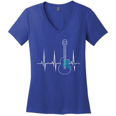 Heartbeat Guitarist Guitar Meaningful Gift Women's V-Neck T-Shirt