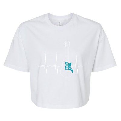 Heartbeat Guitarist Guitar Meaningful Gift Bella+Canvas Jersey Crop Tee