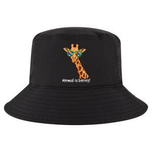 Hipster Giraffe Glasses Normal is Boring Autism Awareness Cool Comfort Performance Bucket Hat