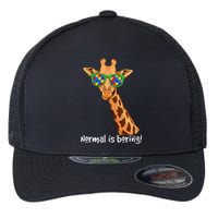 Hipster Giraffe Glasses Normal is Boring Autism Awareness Flexfit Unipanel Trucker Cap