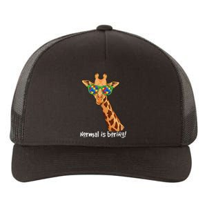 Hipster Giraffe Glasses Normal is Boring Autism Awareness Yupoong Adult 5-Panel Trucker Hat