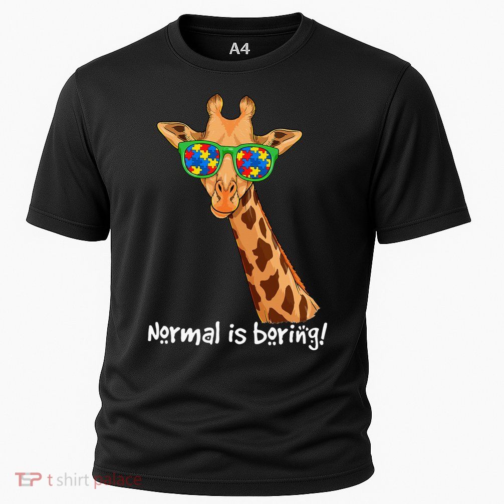 Hipster Giraffe Glasses Normal is Boring Autism Awareness Cooling Performance Crew T-Shirt