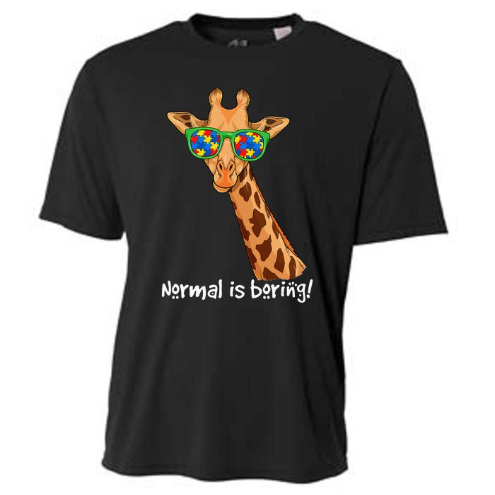 Hipster Giraffe Glasses Normal is Boring Autism Awareness Cooling Performance Crew T-Shirt