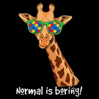 Hipster Giraffe Glasses Normal is Boring Autism Awareness Performance Shirt