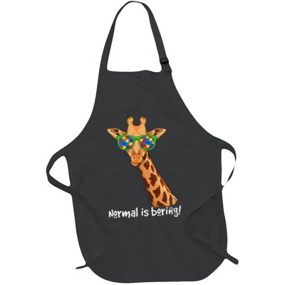 Hipster Giraffe Glasses Normal is Boring Autism Awareness Apron