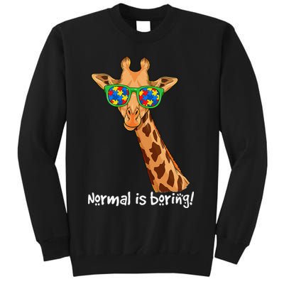 Hipster Giraffe Glasses Normal is Boring Autism Awareness Sweatshirt