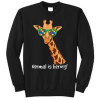 Hipster Giraffe Glasses Normal is Boring Autism Awareness Sweatshirt