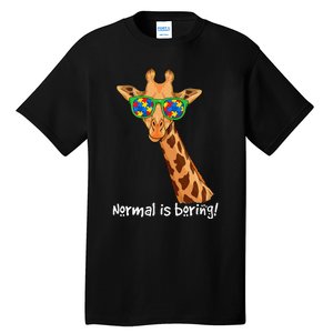 Hipster Giraffe Glasses Normal is Boring Autism Awareness Tall T-Shirt