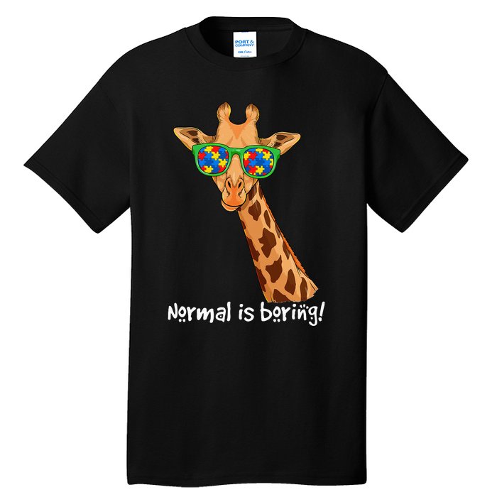 Hipster Giraffe Glasses Normal is Boring Autism Awareness Tall T-Shirt