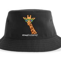 Hipster Giraffe Glasses Normal is Boring Autism Awareness Sustainable Bucket Hat