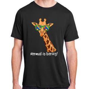 Hipster Giraffe Glasses Normal is Boring Autism Awareness Adult ChromaSoft Performance T-Shirt