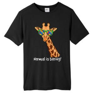 Hipster Giraffe Glasses Normal is Boring Autism Awareness Tall Fusion ChromaSoft Performance T-Shirt